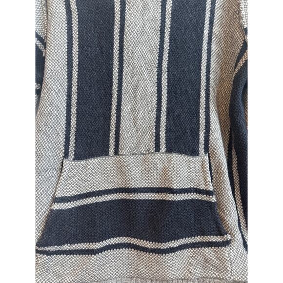 American Eagle Outfitters Mens Blue, Gray, and White Stripe Coastal Knit Hoodie - Picture 4 of 7